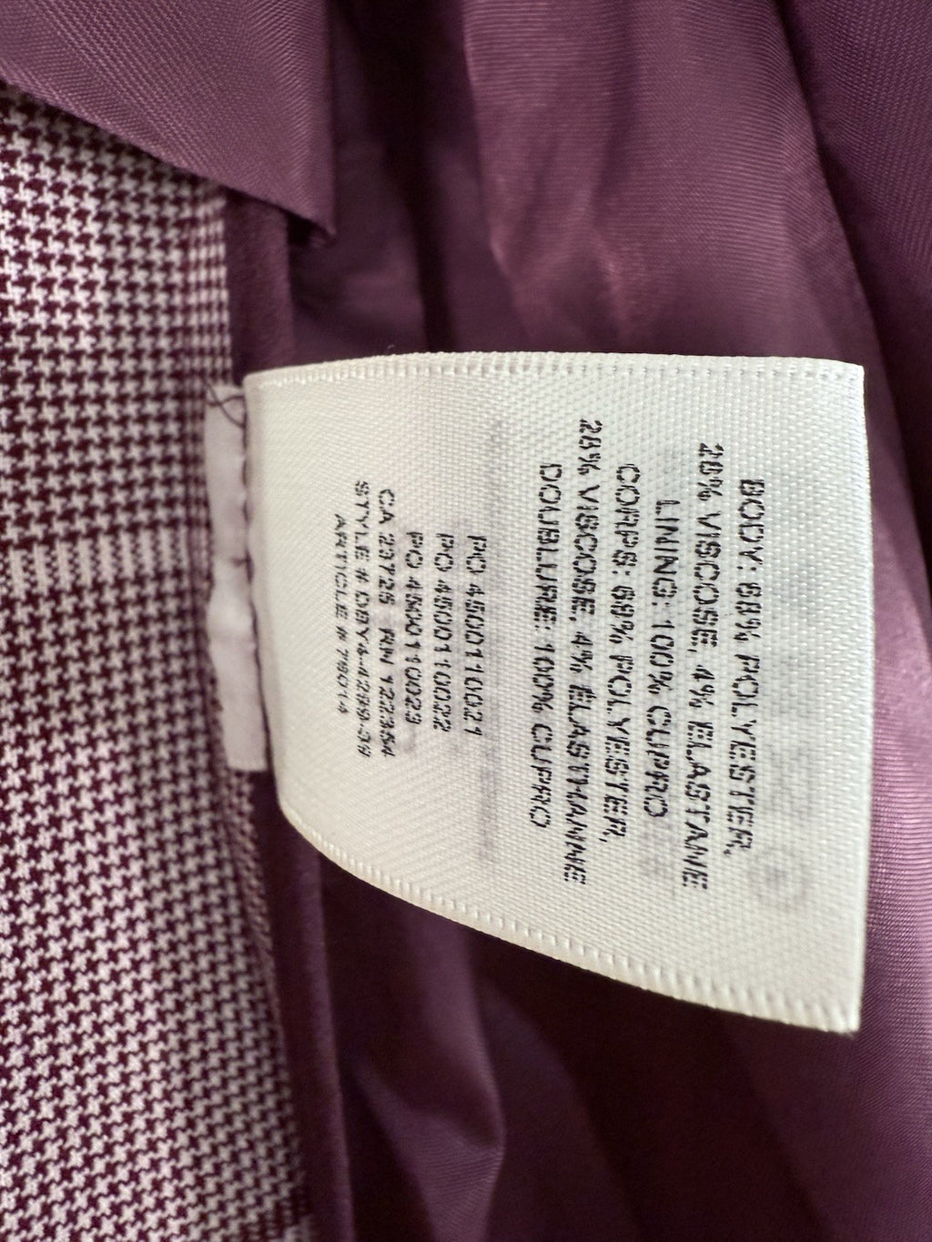 Aritzia Wilfred Blazer 6 Margaux Glen Plaid Jacket Gray Burgundy Double Breasted