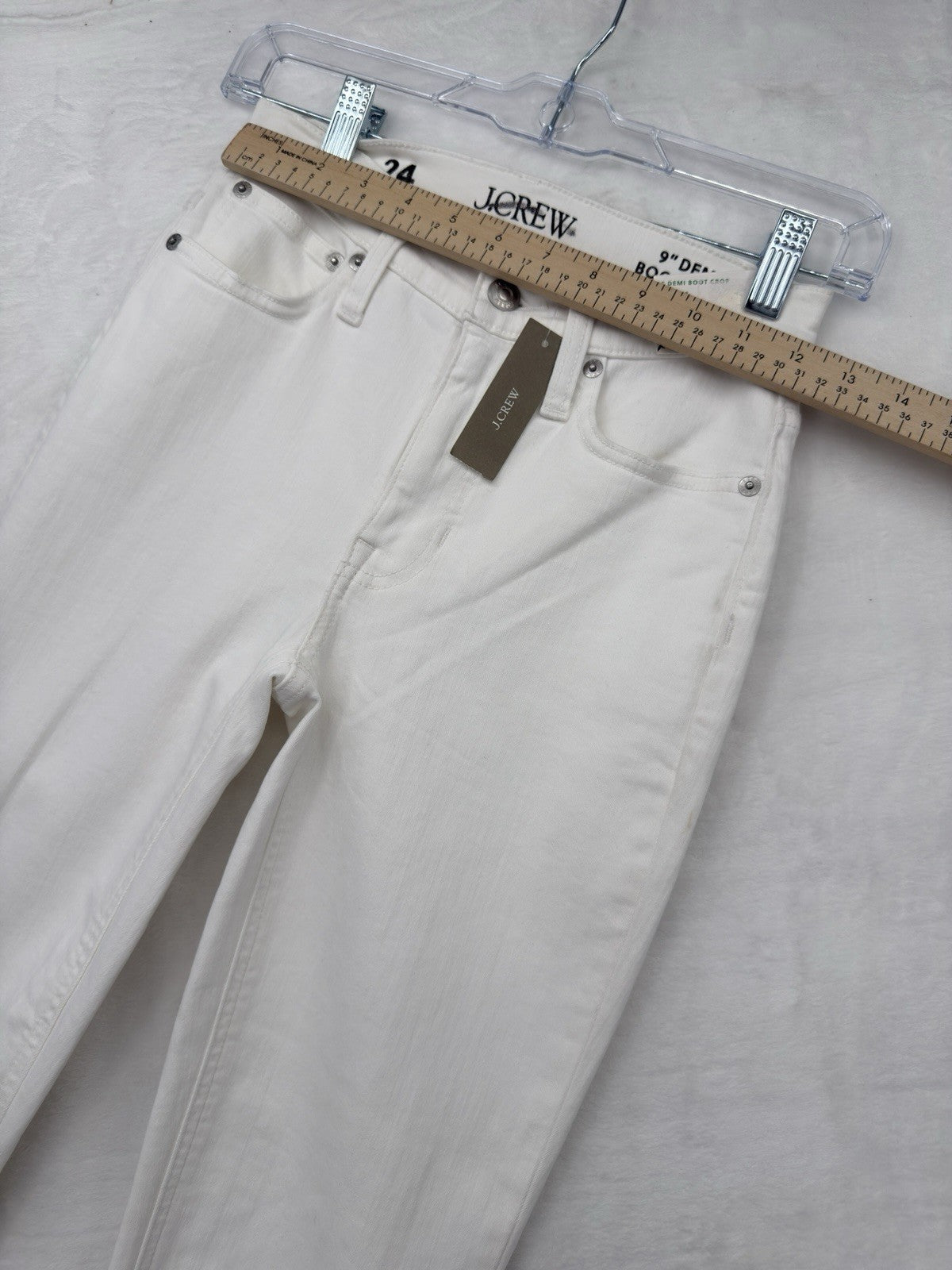J Crew 9” Demi Boot Crop Jeans 24 White Raw Hem Womens NWT New *Read