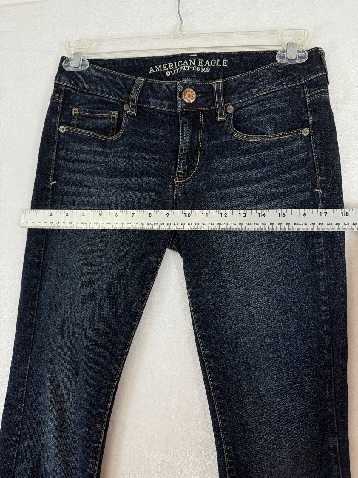 America Eagle Jeans Women 4 Short Skinny Dark Blue Stretch Denim 4S