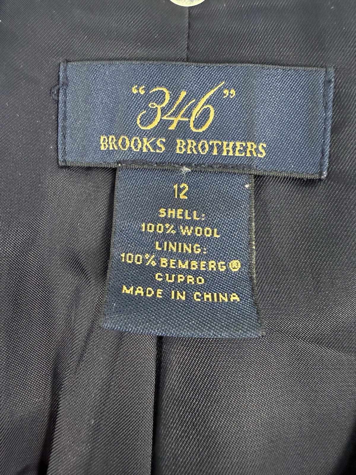 Brooks Brothers 346 Blazer 12 Womens 100% Wool Navy Blue Pinstripe Suit Jacket