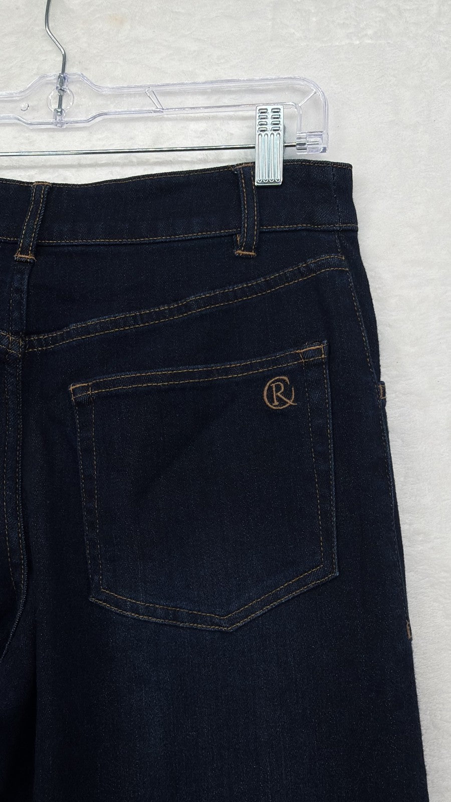 Carla Rockmore Collection Barrel Leg Jeans 4 Petite 4P Dark Blue Denim