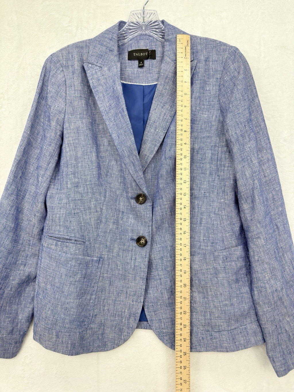 Talbots 100% Linen Jacket 4 Womens Blue Blazer Lined