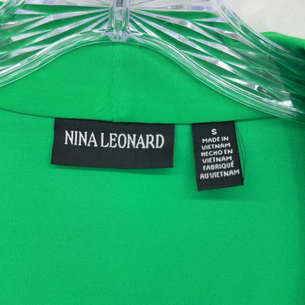 Nina Leonard Miracle Matte Jersey Cardigan Small Womens Green Short Sleeve New