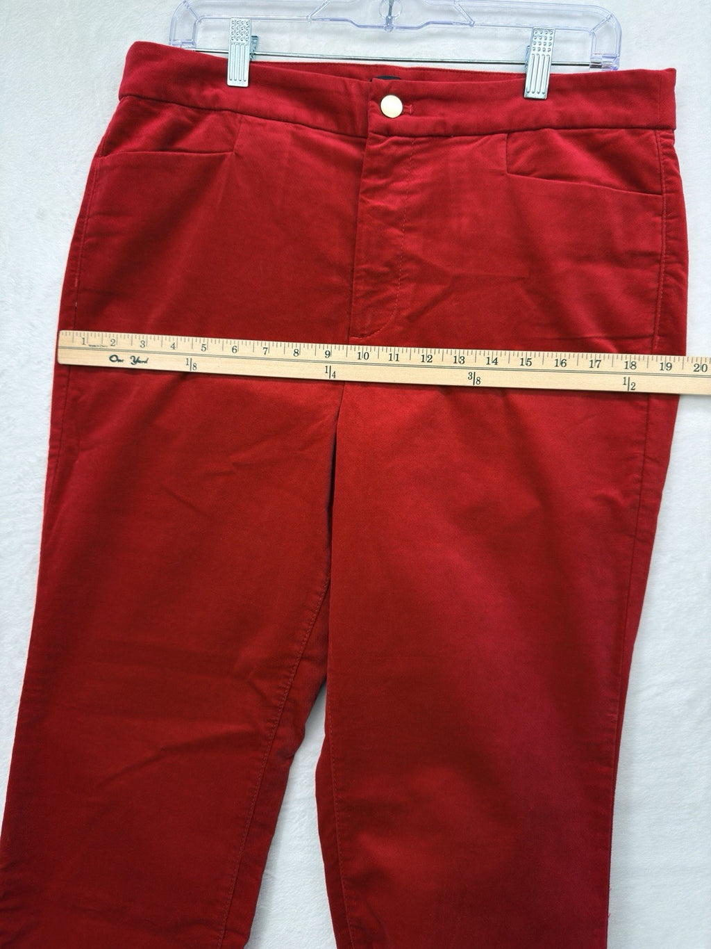 Talbots Straight Leg Velveteen Pants 12 Petite 12P Red 5 Pocket Womens