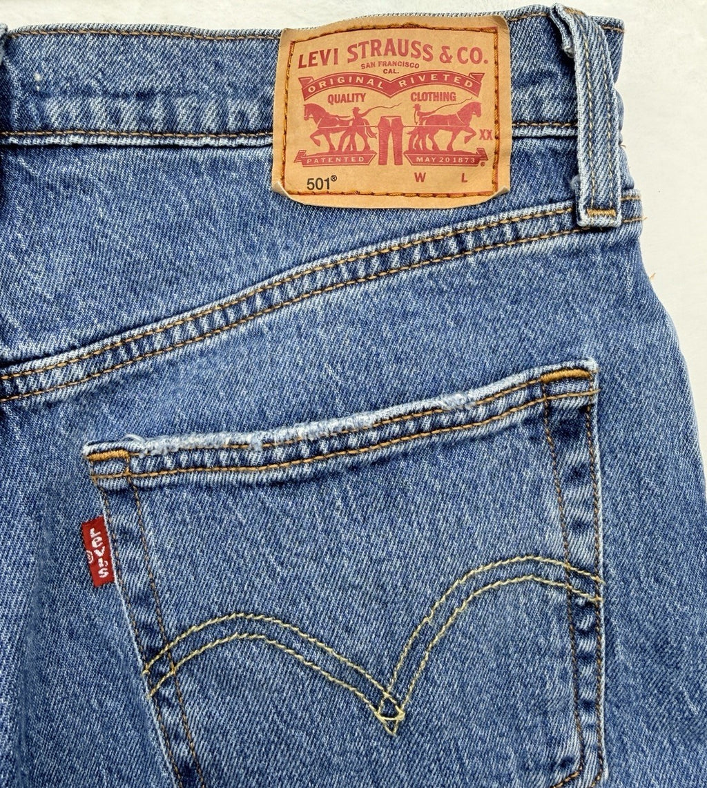 Levis 501 Womens Jeans 28 Cotton Stretch Button Fly Blue 28x30