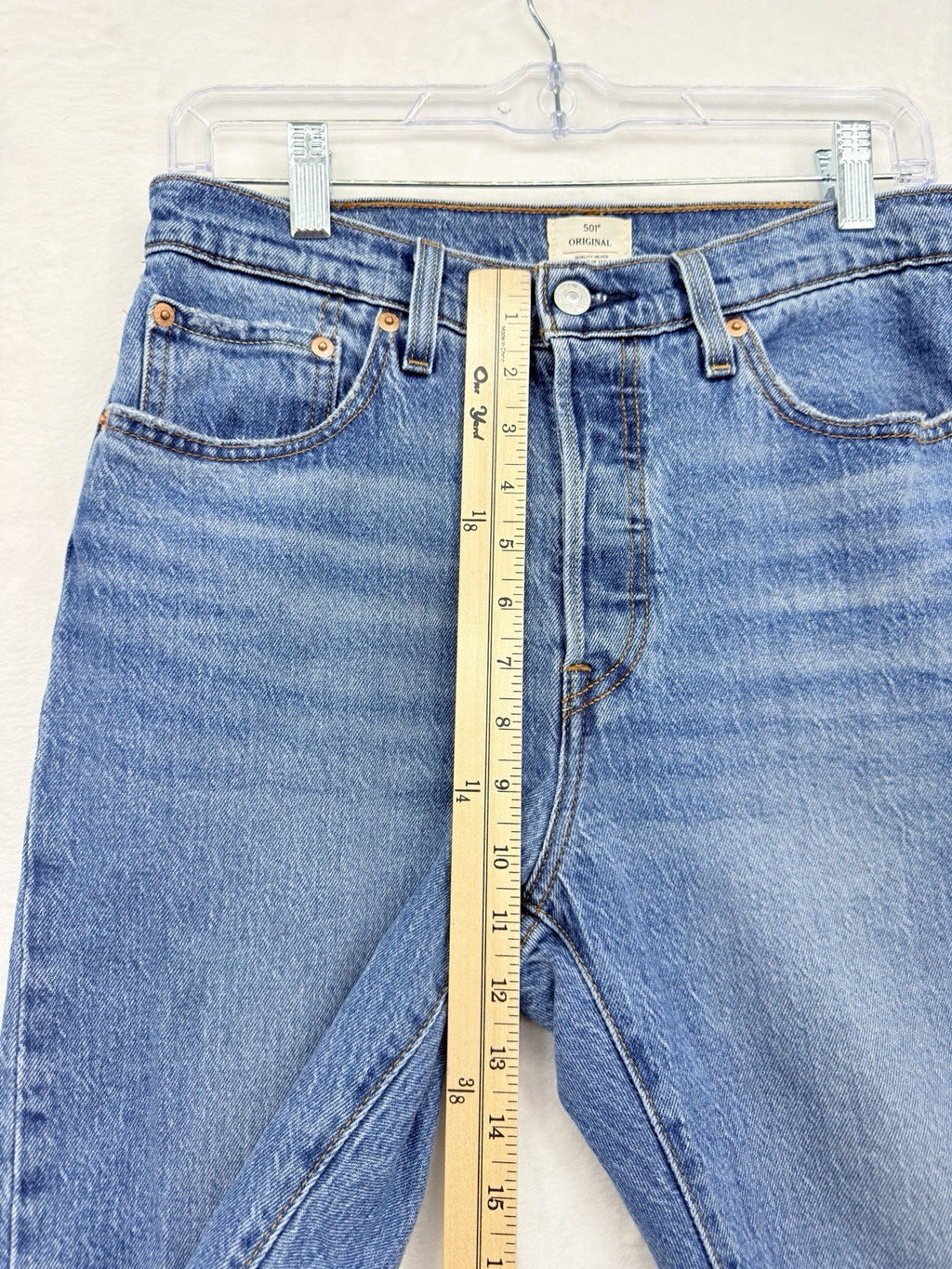 Levis 501 Womens Jeans 28 Cotton Stretch Button Fly Blue 28x30