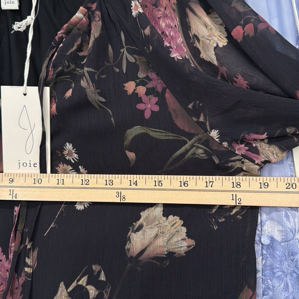 Joie Womens Tops Small Long Sleeve Blue Black Floral Print Blouse Lot New NWT