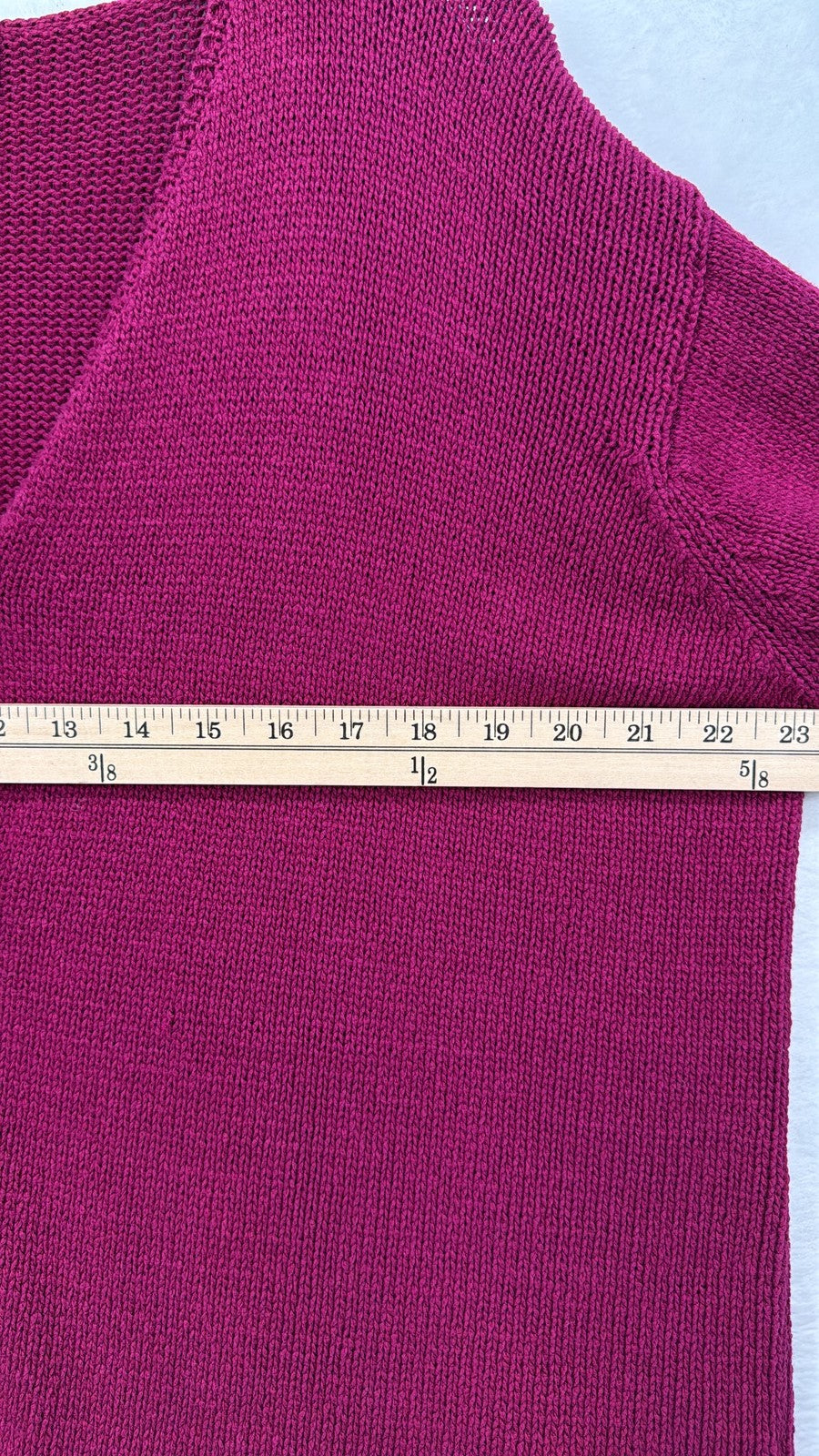 Eileen Fisher Knit Cardigan M Womens Magenta V-neck button-front long sleeve