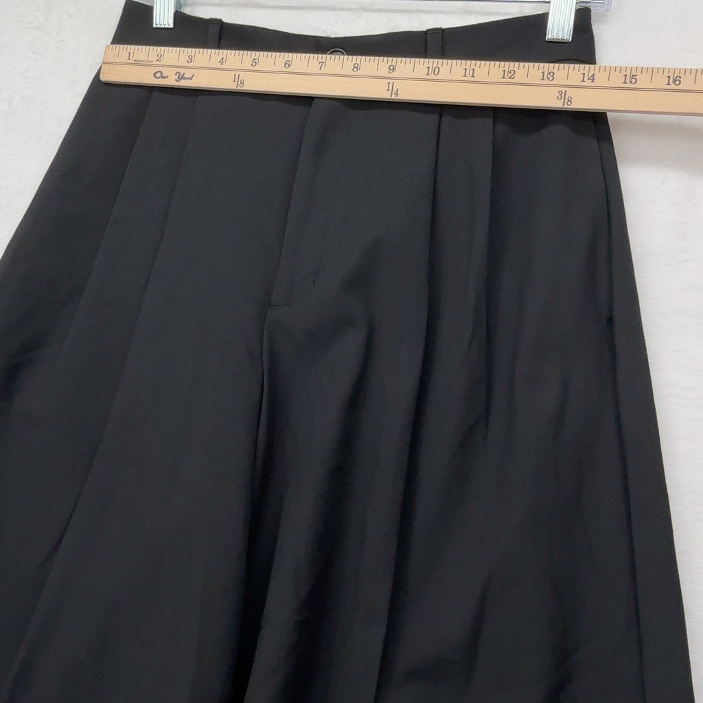 GU Uniqlo Wide Leg Bermuda Shorts M Medium Womens Black Pleated Hipster New NWT