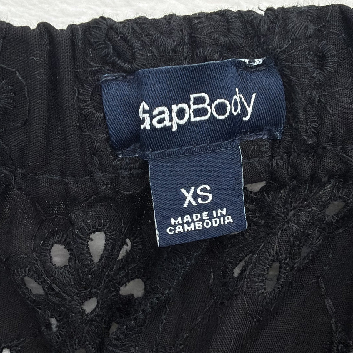Gap Body XS Pajama Shorts Womens Black Eyelet Cotton Poplin PJ Sleep New NWT