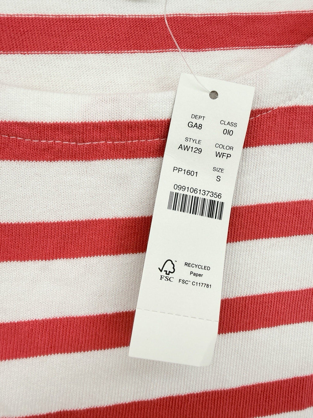 J Crew Top Women Small Long Sleeve Mariner Cloth Puff Sleeve Striped Red New