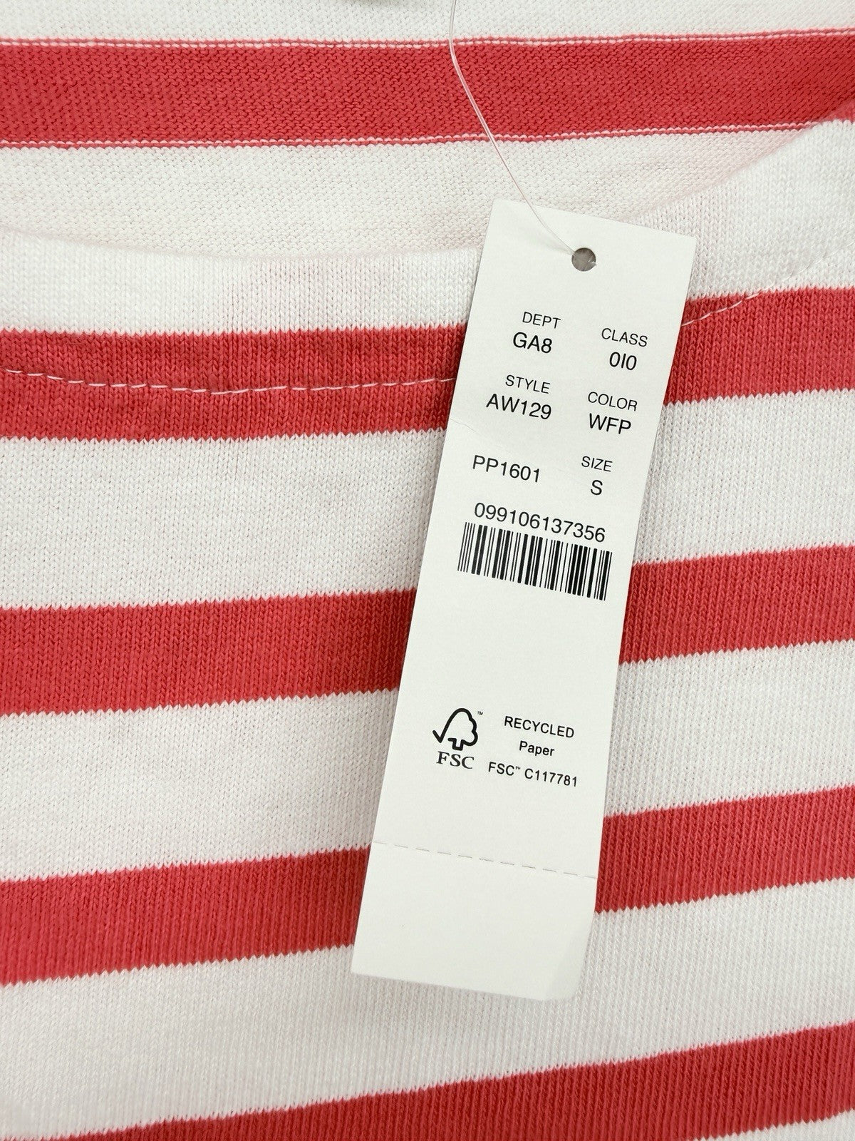 J Crew Top Women Small Long Sleeve Mariner Cloth Puff Sleeve Striped Red New