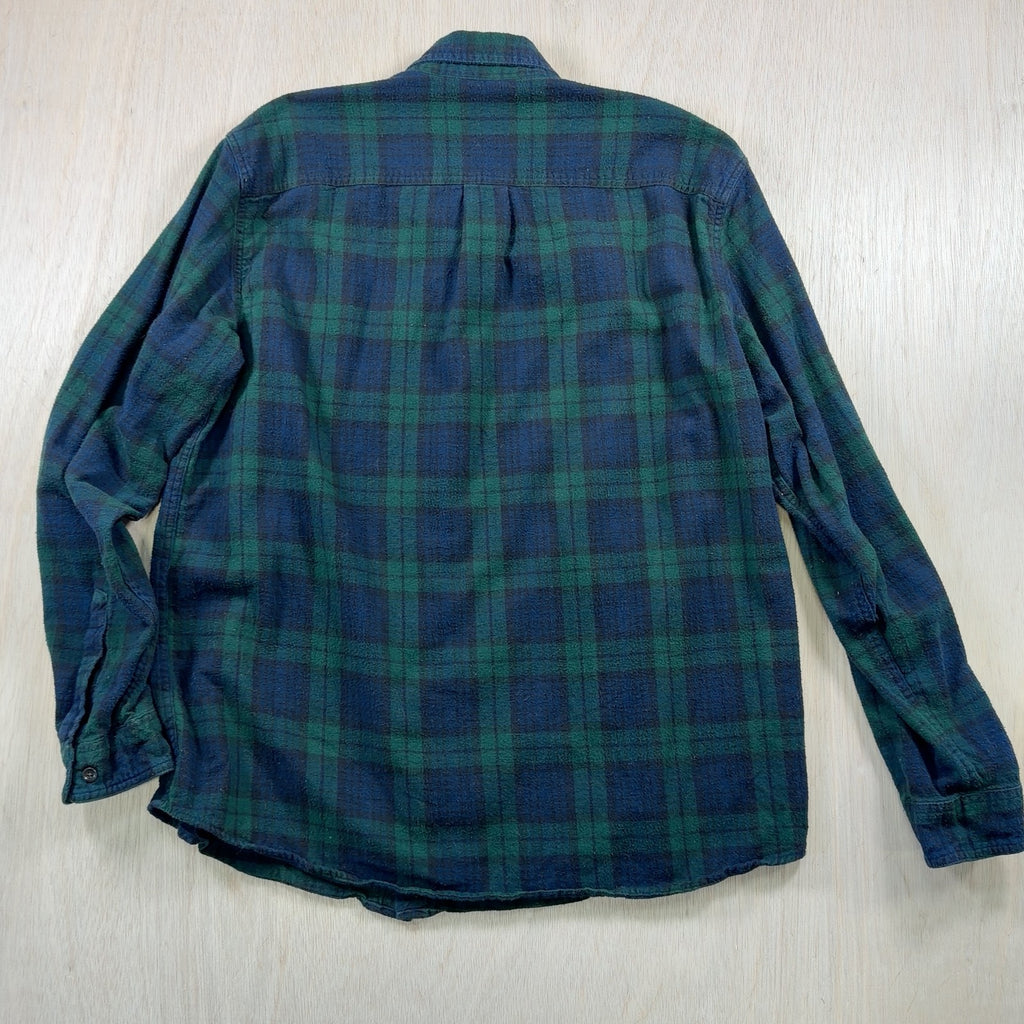 L.L.Bean Traditional Fit Flannel Shirt L Mens blue Black Watch plaid 100% cotton