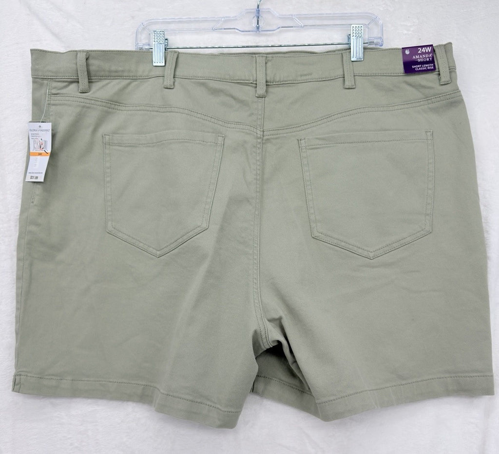 Gloria Vanderbilt Amanda Shorts 24W Jean Green Denim Slimming Effect Women New