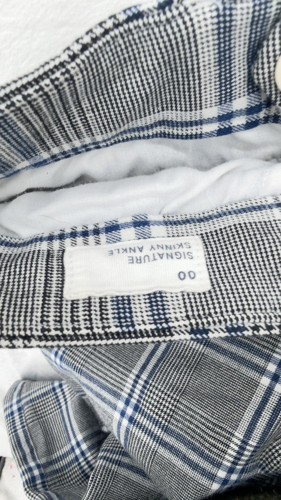 Gap Signature Skinny Ankle Pants 00 Womens Gray Blue Plaid