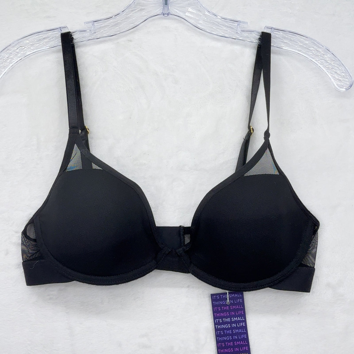 Pepper Classic All You Bra Mesh Bra 34B Womens Black New NWT