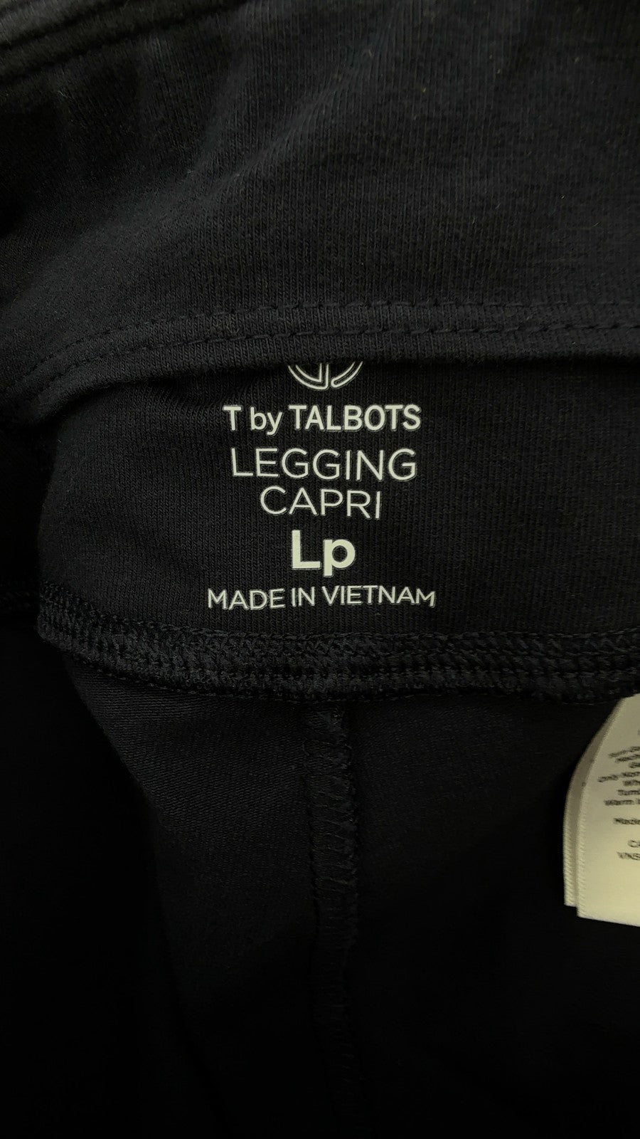 T by Talbots Leggings Capri Pants Large Petite Womens Navy Blue Snap Hem Knit