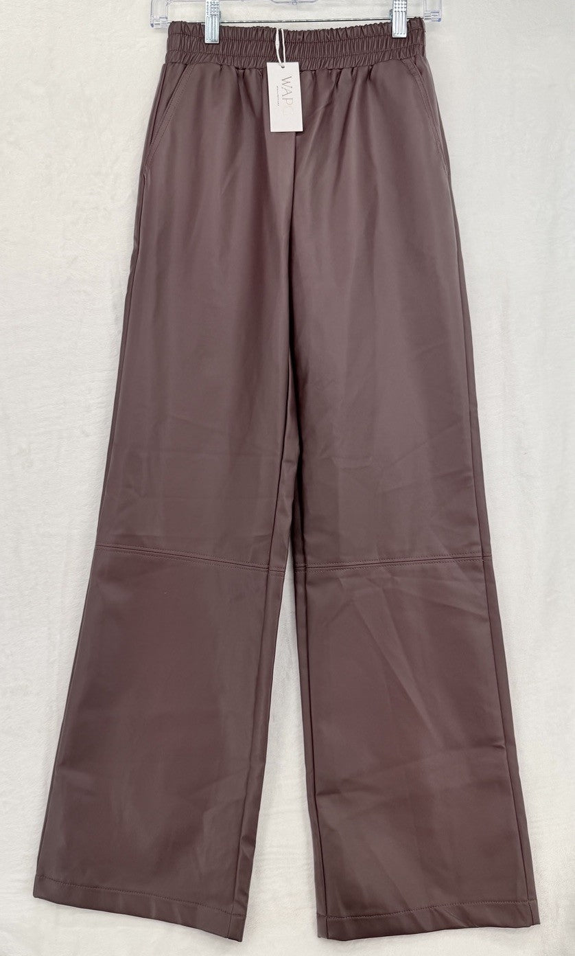 We’re All Pretty Girls Faux Leather Pants XS Burgundy Pull On Straight Leg New