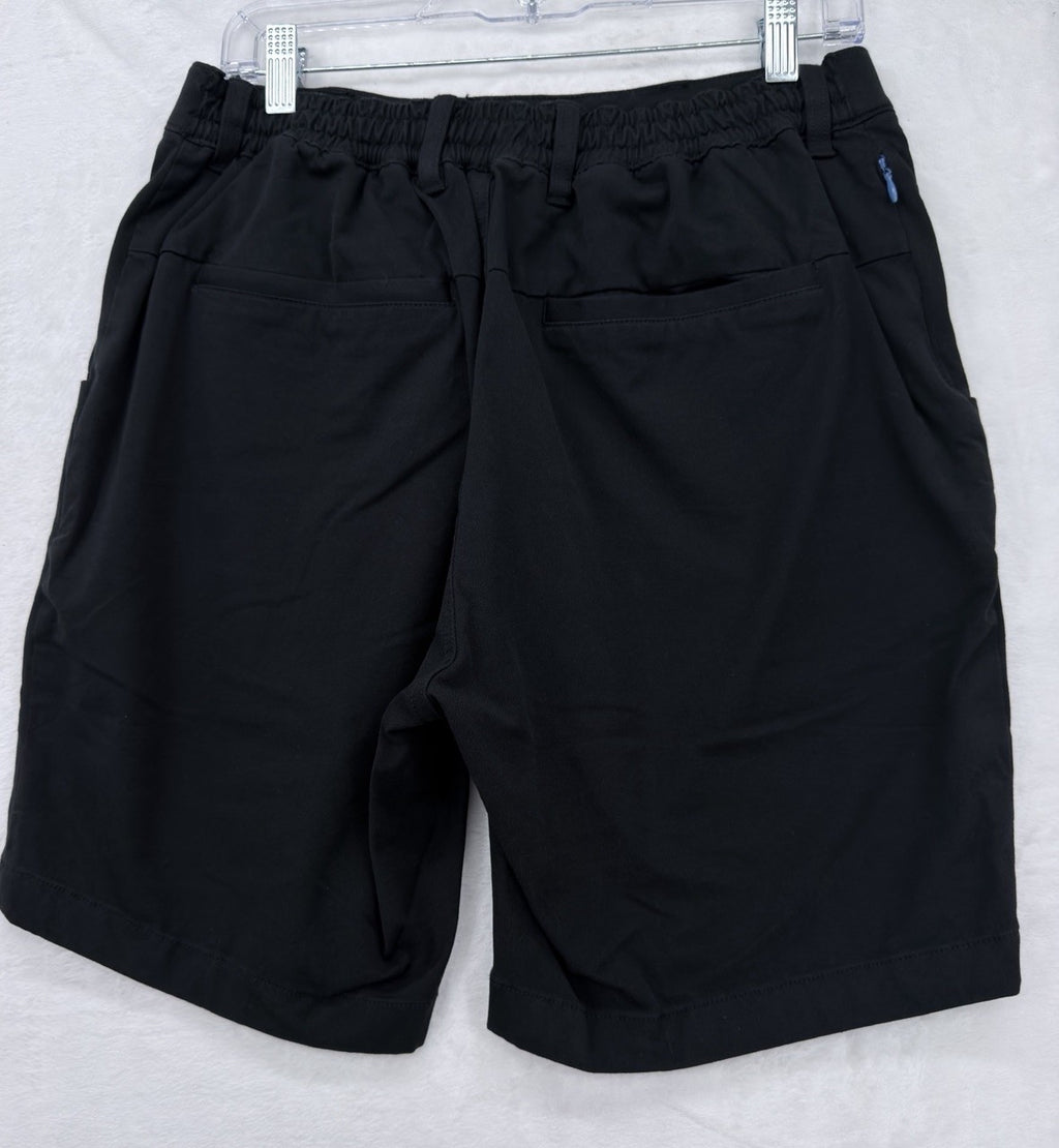 Mugsy Travelers Shorts Large Mens Black 8” Cotton Stretch Back Elastic