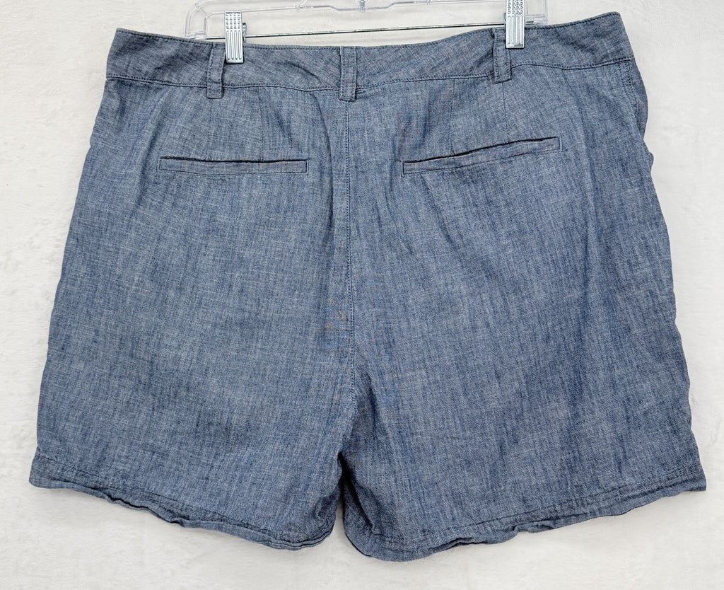 Gap Girlfriend Khaki Shorts 18 Blue Chambray Womens 100% Cotton High Rise 5”