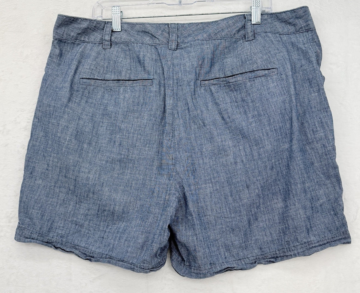 Gap Girlfriend Khaki Shorts 18 Blue Chambray Womens 100% Cotton High Rise 5”