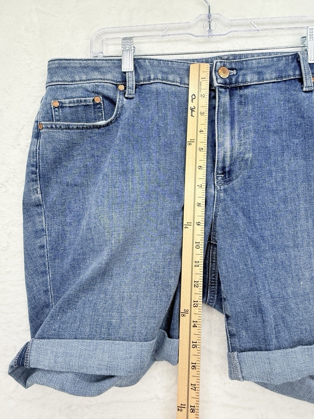 Talbots Girlfriend Denim Shorts 16W Petite Jean Blue Roll Hem 16WP Womens