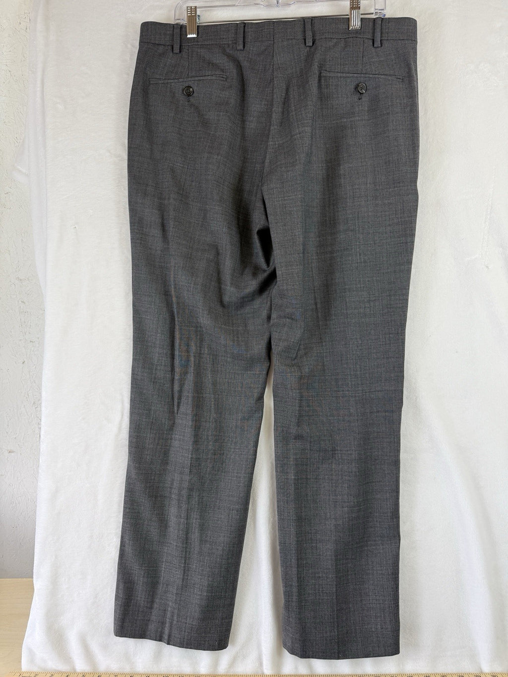 Chaps Dress Pants 36x30 Men Gray Wool Blend Flat Front Straight Leg