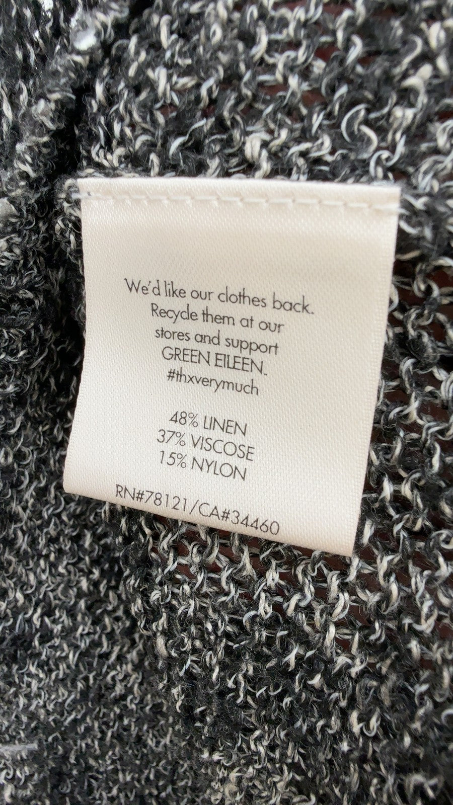 Eileen Fisher Linen Blend Sweater XL Womens Gray Shimmer Karma Stitch Open Knit