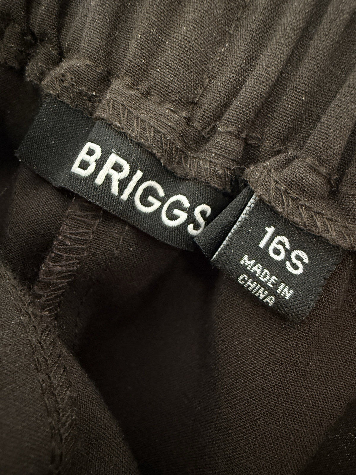 Briggs Pants 16S 16 Short Brown Flat Front Back Elastic Womens 16 Straight Leg