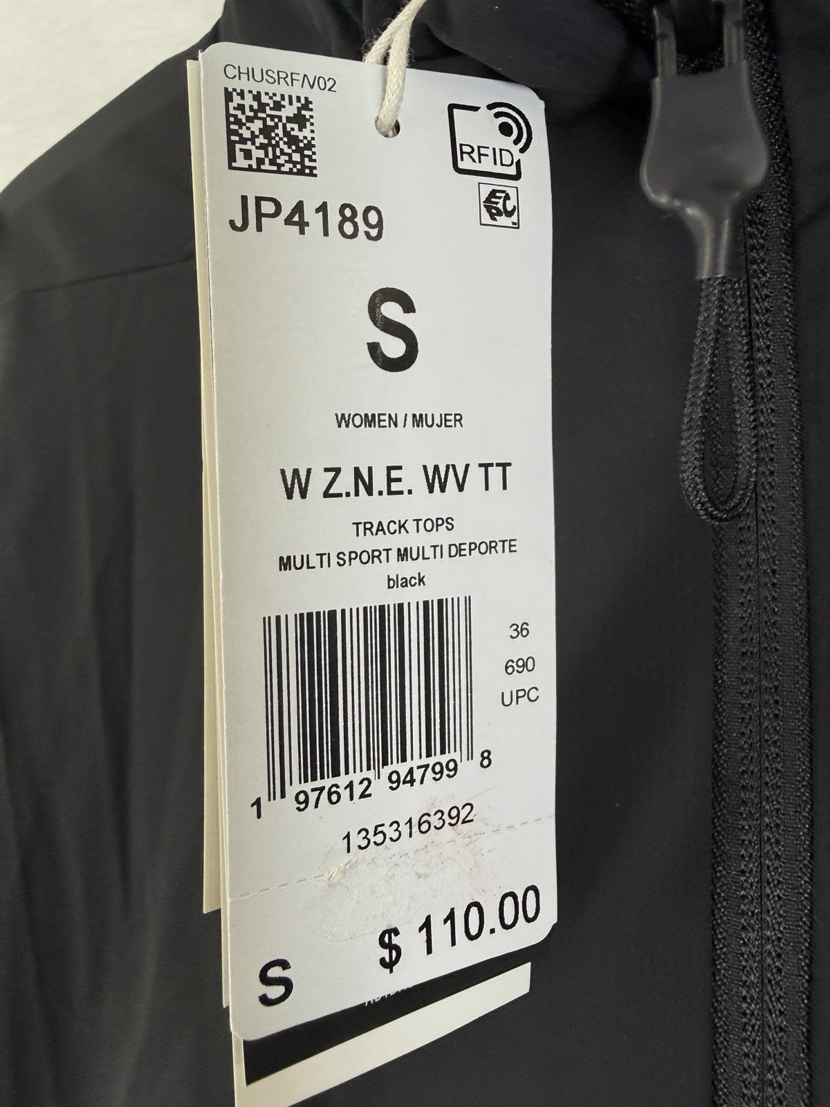 adidas Womens ZNE Woven Bomber Jacket Small Black Track Full Zip NWT New