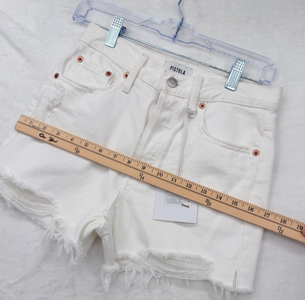Pistola Los Angeles Shorts 24 White Nova High Rise 100% Cotton Womens New NWT