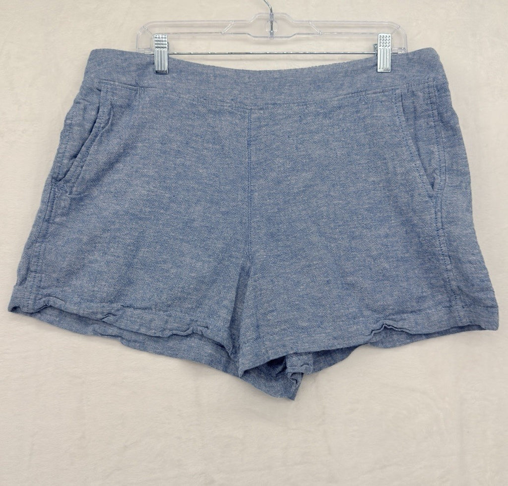 Gap Linen Blend Shorts XL Womens Blue Pull On Easy Pockets 3.5”