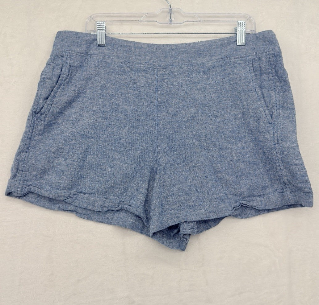 Gap Linen Blend Shorts XL Womens Blue Pull On Easy Pockets 3.5”