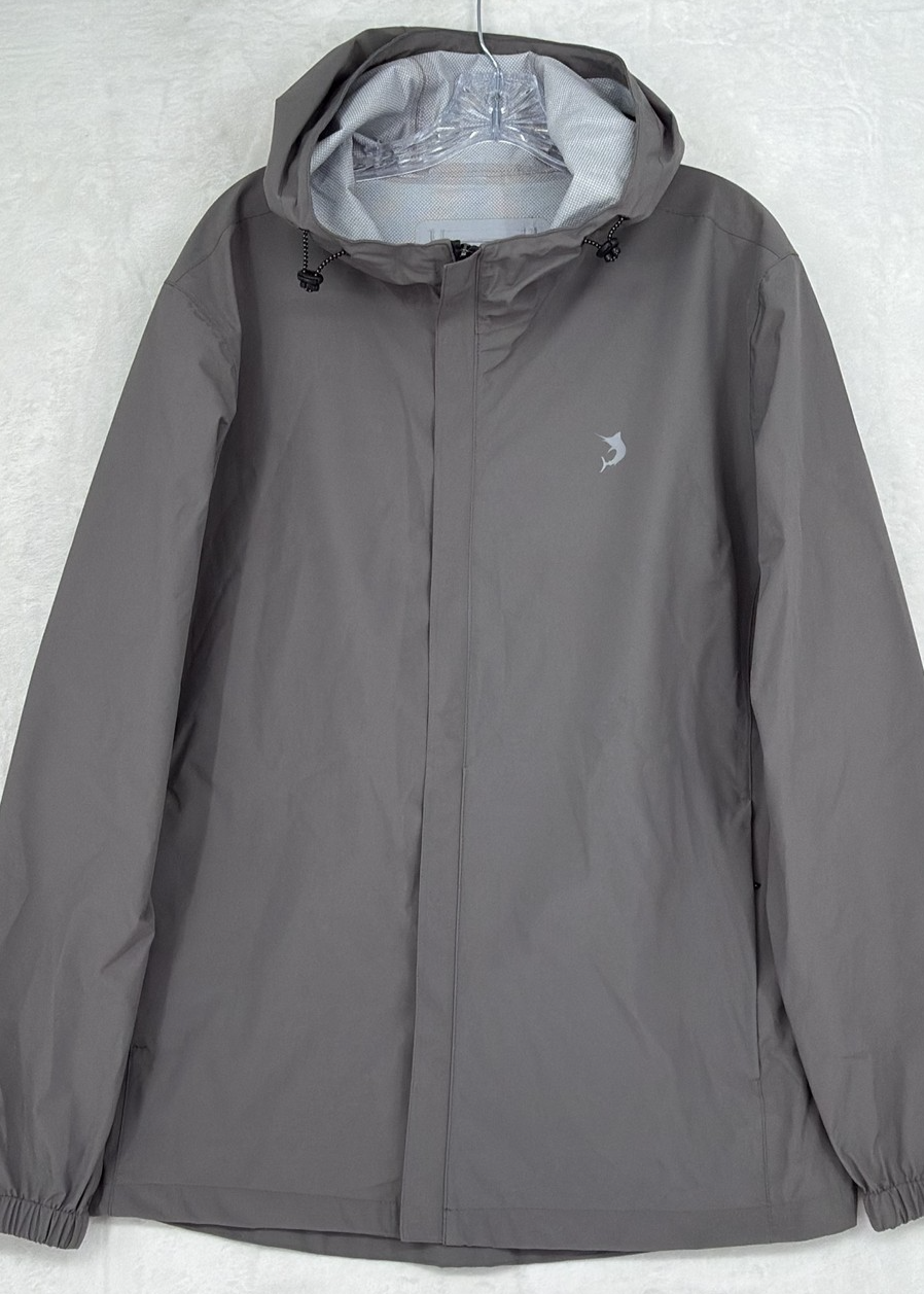 Reel Legends Waterproof Rain Jacket L Gray hooded full zip storm flap