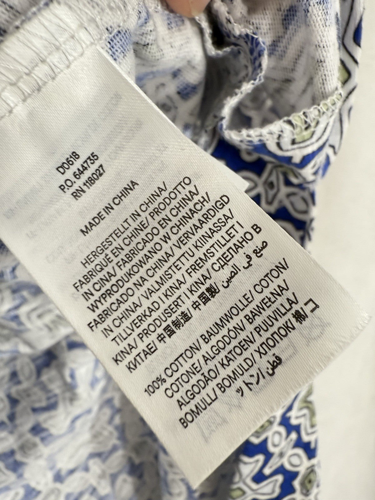 Boden Dress 6 Maxi Sleeveless Blue White Geometric Print 100% Cotton Womens