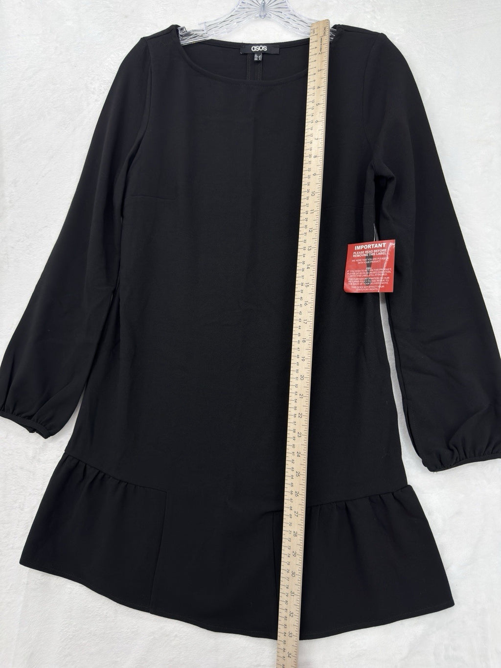ASOS Mini Dress 4 Navy Blue Long Sleeve Shift Drop Waist Womens NWT
