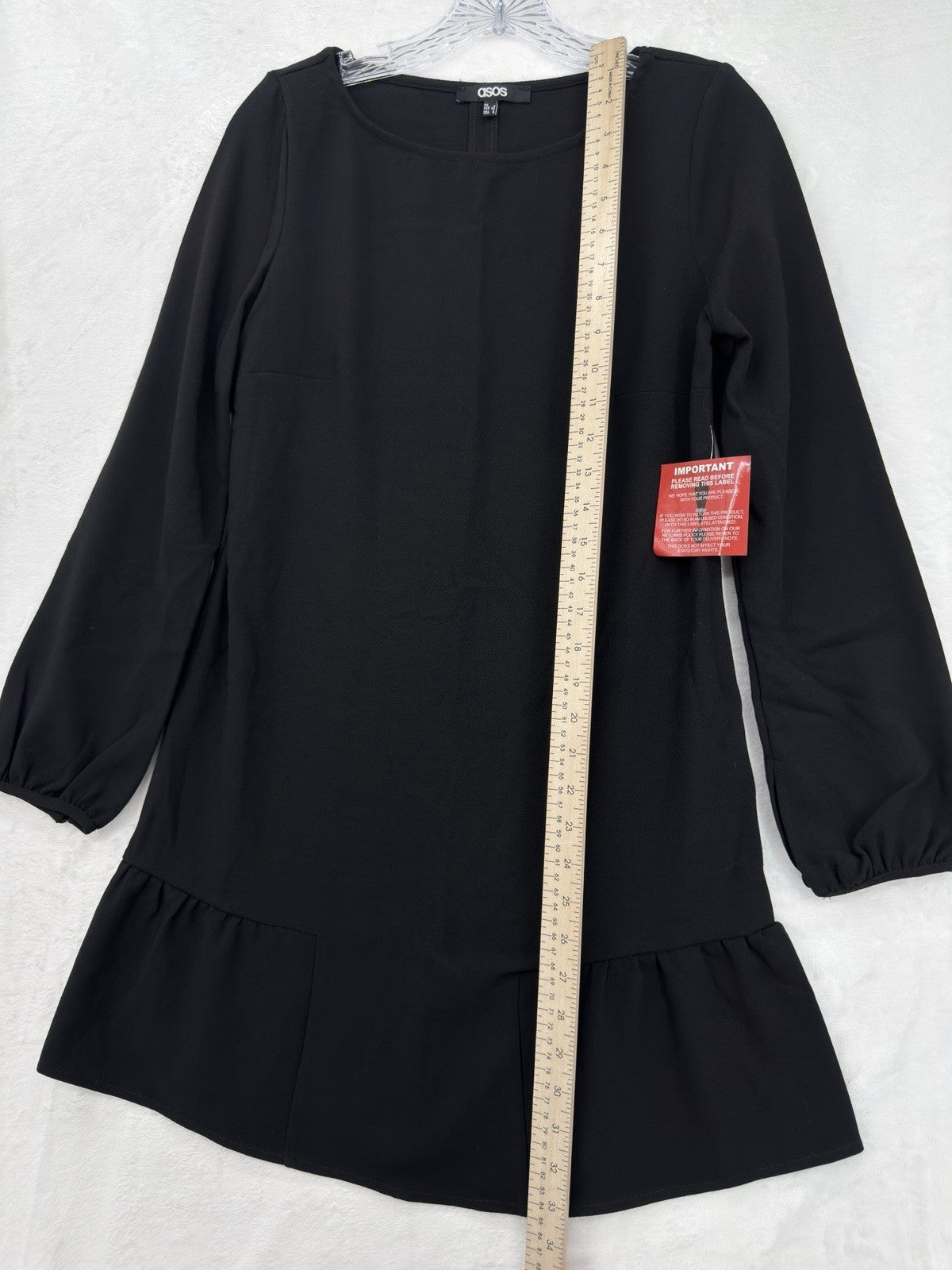 ASOS Mini Dress 4 Navy Blue Long Sleeve Shift Drop Waist Womens NWT