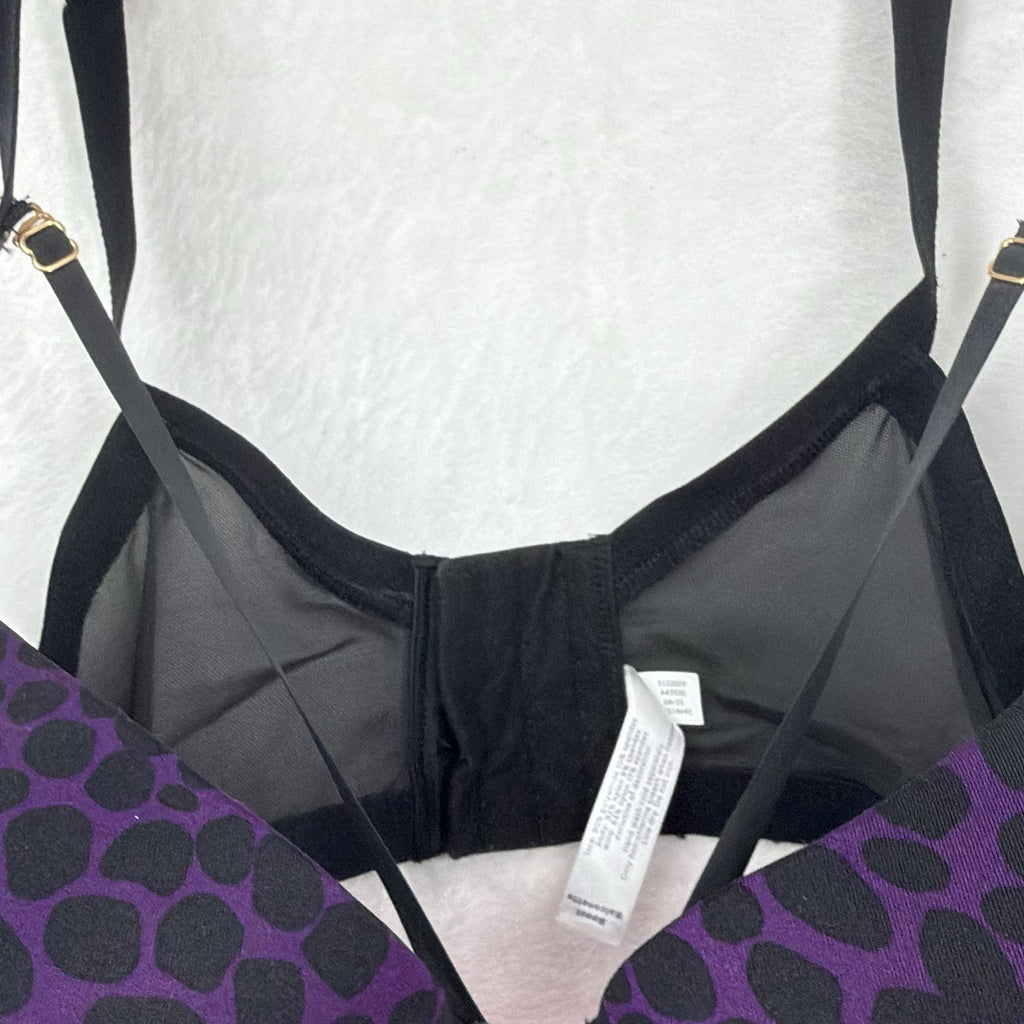 Cacique Bra 42F Boost Balconette Black Purple Strappy Lane Bryant New NWT