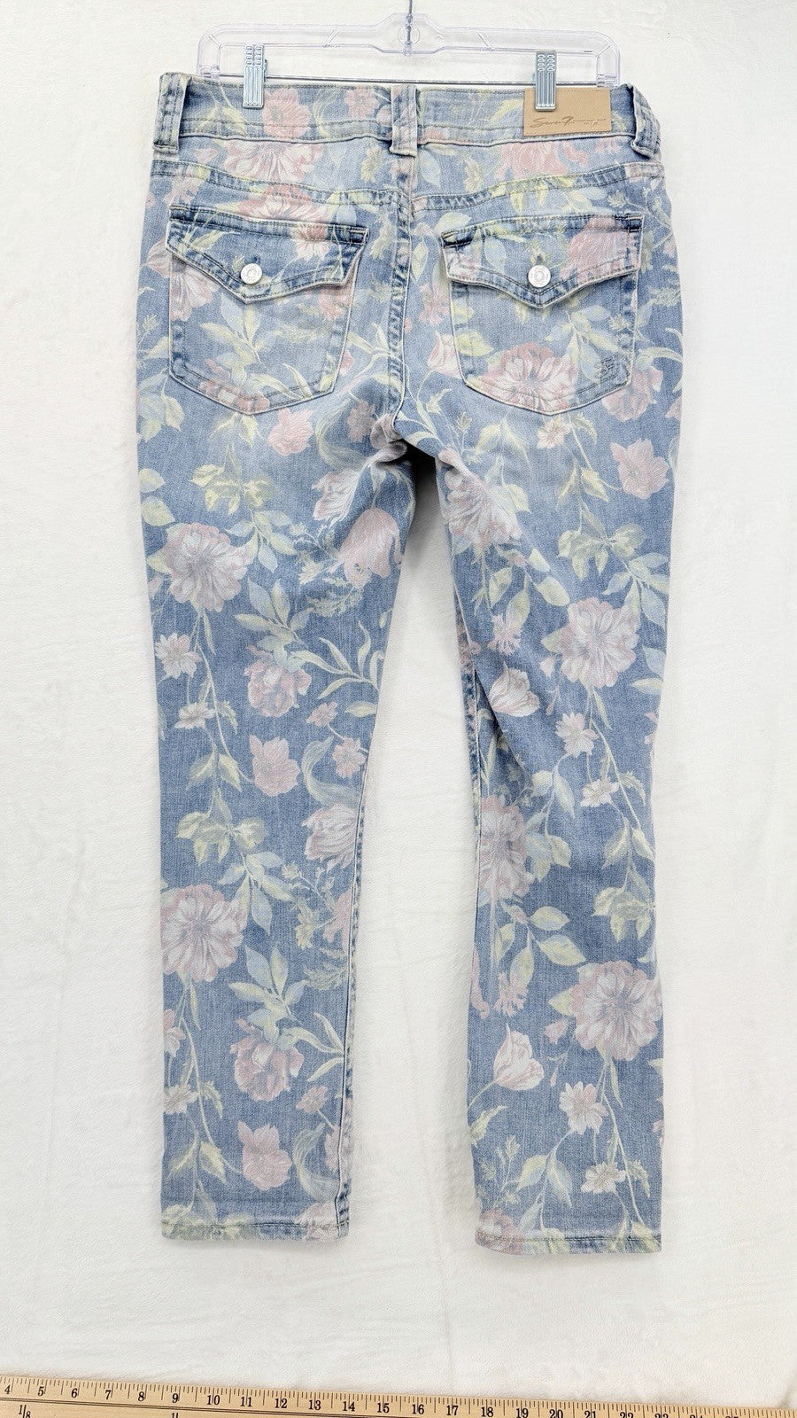Seven 7 Cropped Jeans 6 Womens Light Blue Floral Print Starlette Crop New