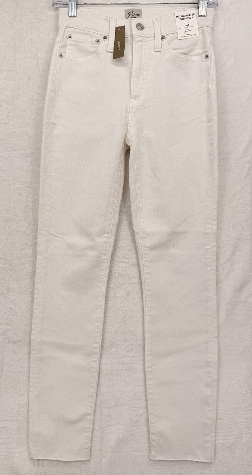 J Crew High Rise Toothpick Jeans 25 White Raw Hem 10” Womens Denim New NWT
