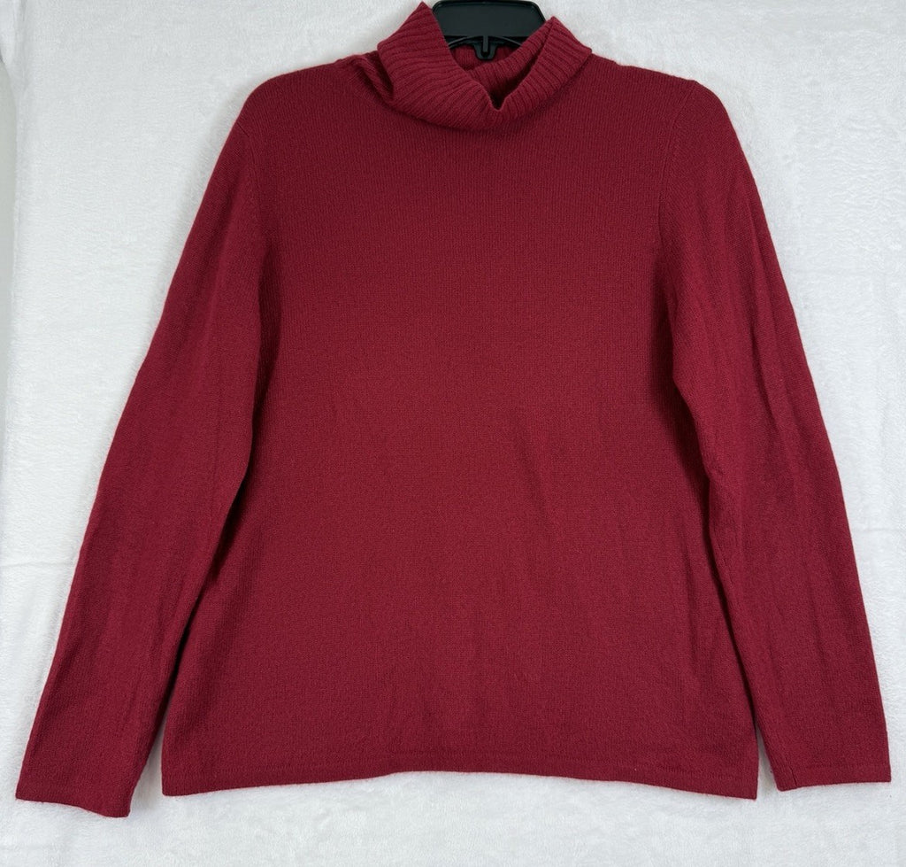 Ann Taylor Cashmere Turtleneck Sweater Large Petite Red Women LP 100% Cashmere
