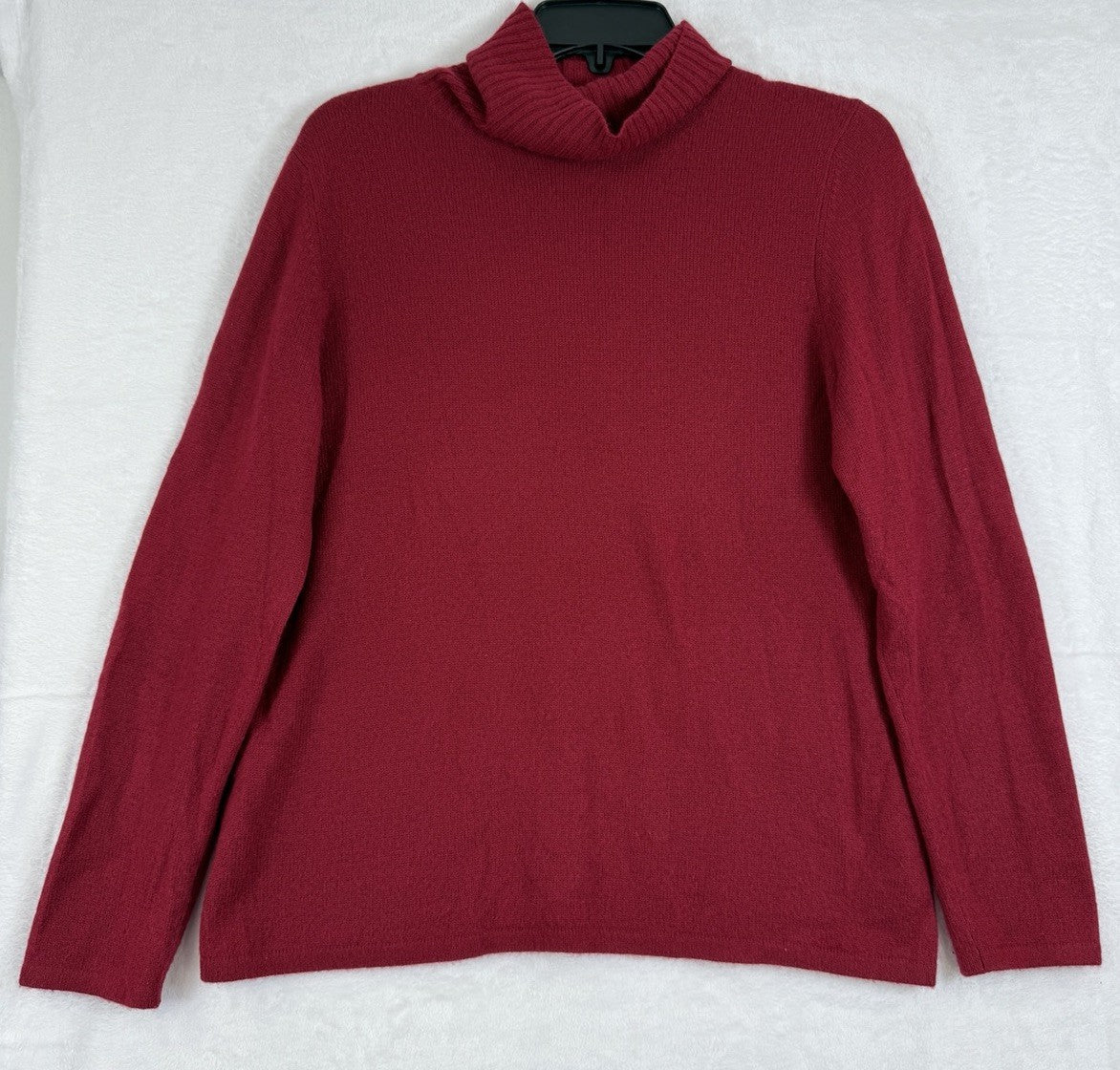 Ann Taylor Cashmere Turtleneck Sweater Large Petite Red Women LP 100% Cashmere