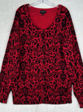 Lane Bryant 22 24 Cardigan Sweater Red Black Floral 2X Womens Tops Plus Size