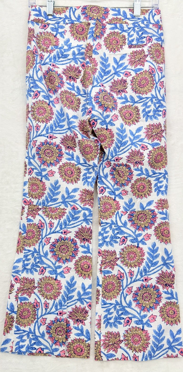 J Crew Hayden Pants 0 Block Floral Print High Rise Blue Pink Womens New NWT