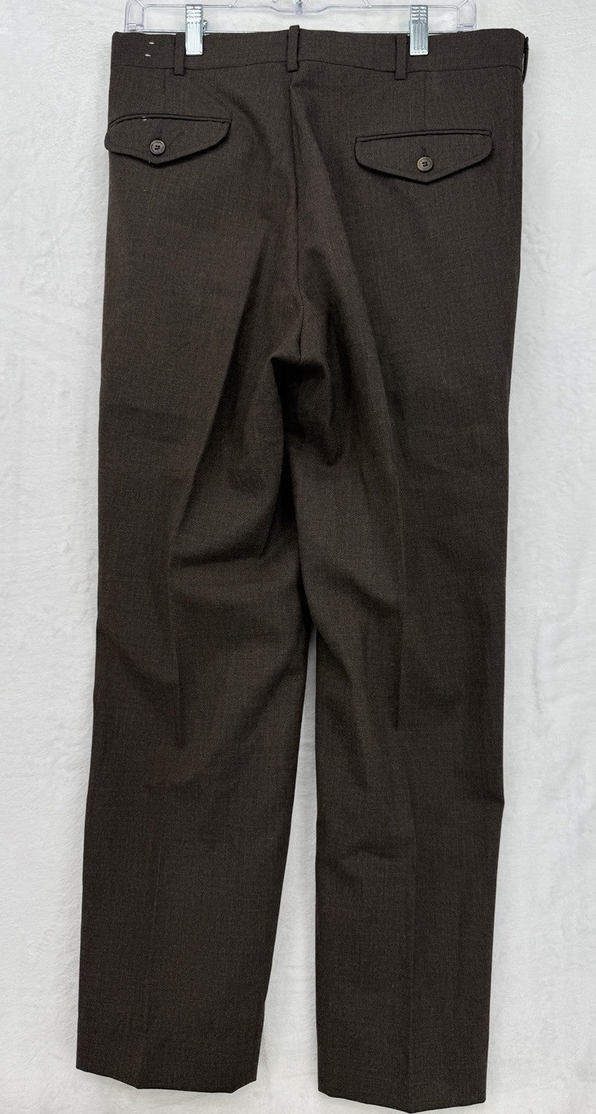 Vintage LL Bean Mens Pants 32x28 Brown 100% Wool Made In USA Pleated
