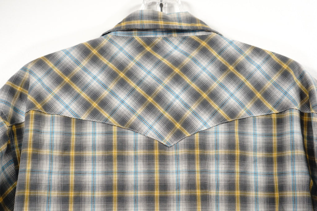 Vintage Wrangler Pearl Snap Plaid Shirt Cowboy Short Sleeve Mens 2XL XXL