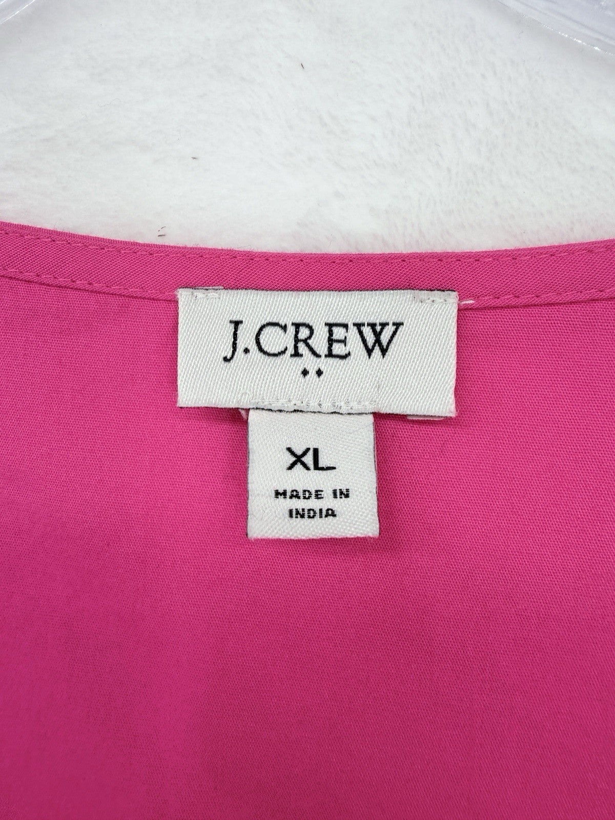 J Crew Sleeveless Top XL Bright Pink Cotton Ruffle Sleeve Womens