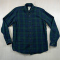 L.L.Bean Traditional Fit Flannel Shirt L Mens blue Black Watch plaid 100% cotton