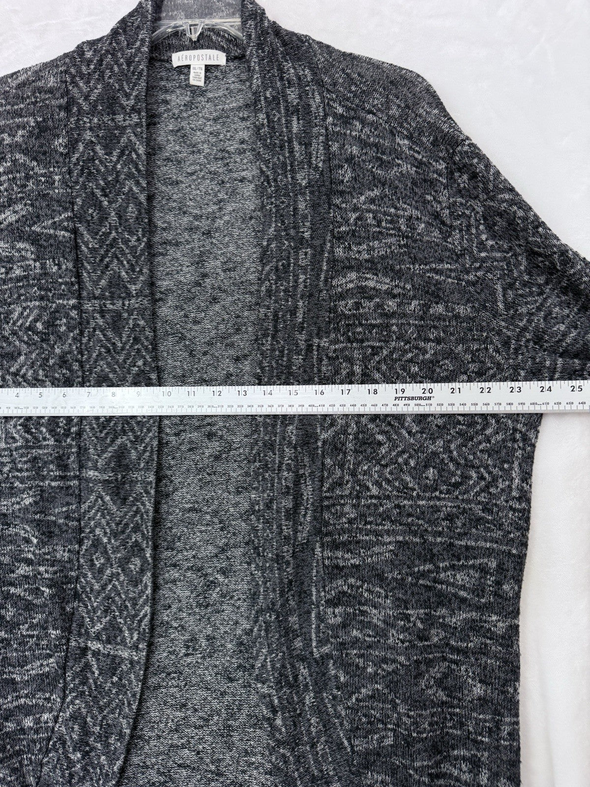 Aeropostale Cardigan Sweater XXL Black Gray Aztec Tribal Print Boho Womens