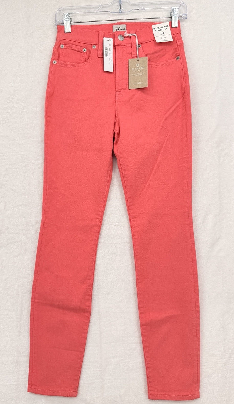J Crew High Rise Toothpick Jeans 25 Coral Pink 10” Womens Denim New NWT